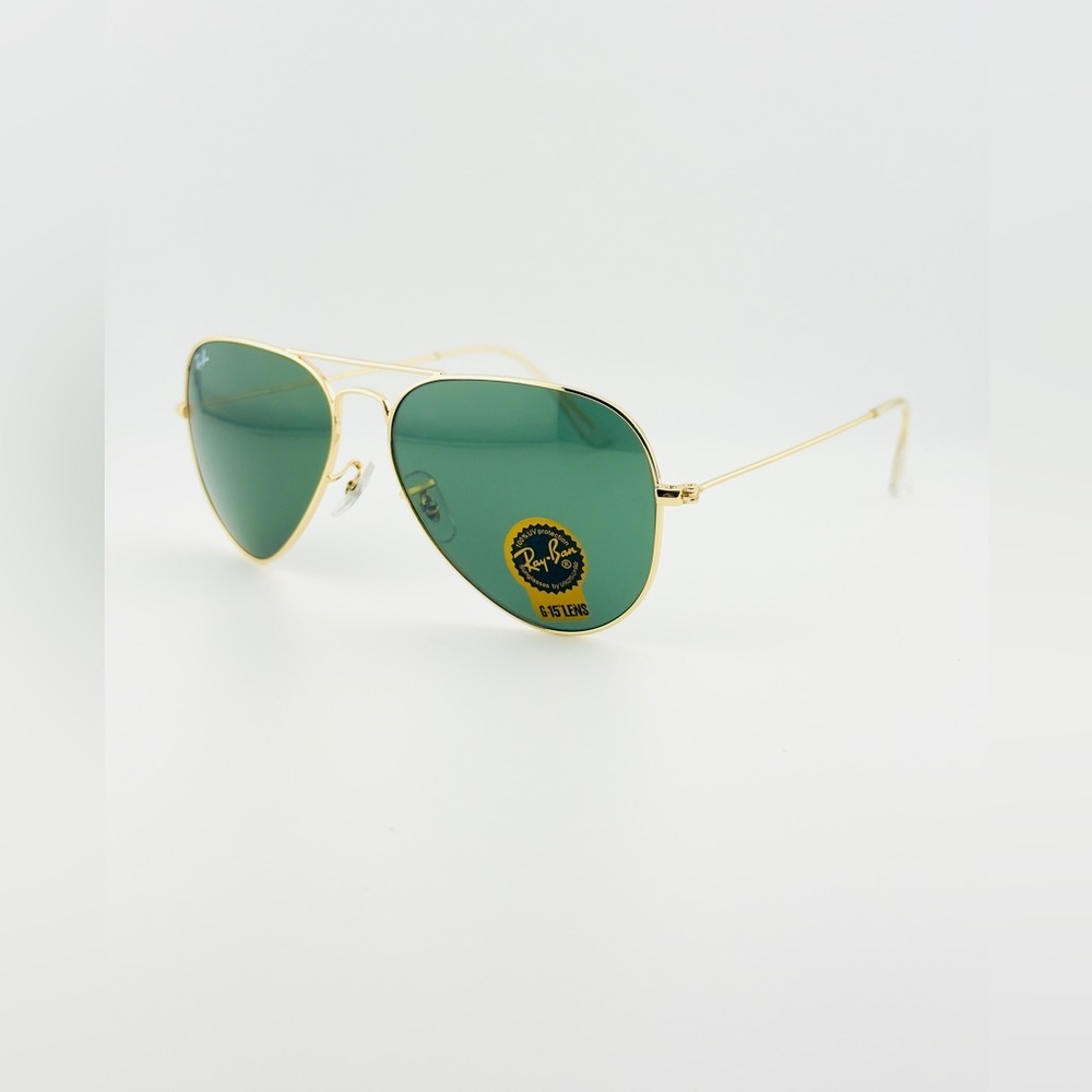 Ray-Ban Aviator Classic Sunglasses RB3025 Polished Gold Frame G-15 Green Lenses - Picture 8 of 14